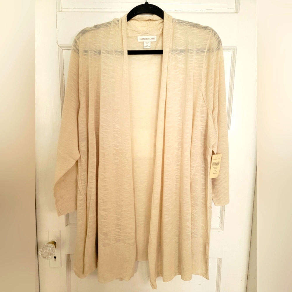 Coldwater Creek Cream Cardigan Sweater Lightweight Open-Front